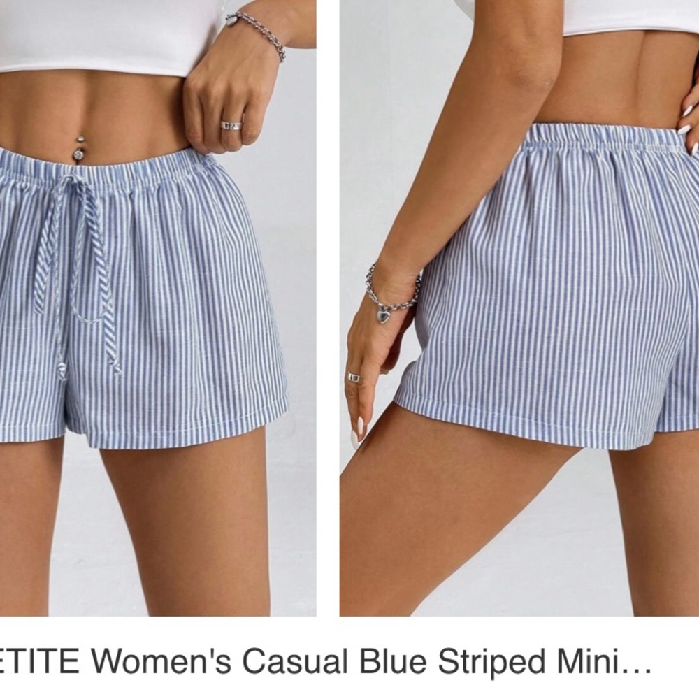 SHEIN High Waist Blue Striped Shorts